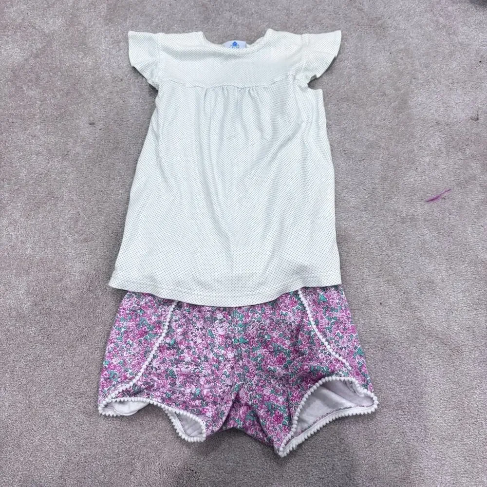 Girls Eyelet & Ivy White and Green Polka Dot Top and shorts set, size 8